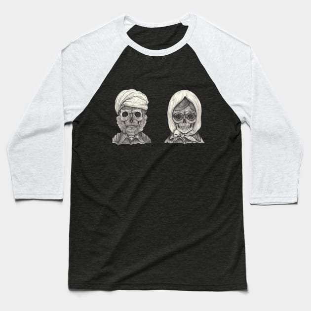 Skeleton lovers old man and old woman. Baseball T-Shirt by Jiewsurreal